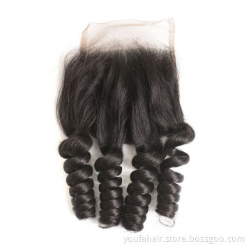 Funmi Curl Wave Human Hair With Closure Sample Order Accept Raw Virgin One Donor Cuticle Aligned Hair Closure